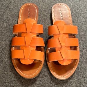 Lucky Brand orange leather sandals like new